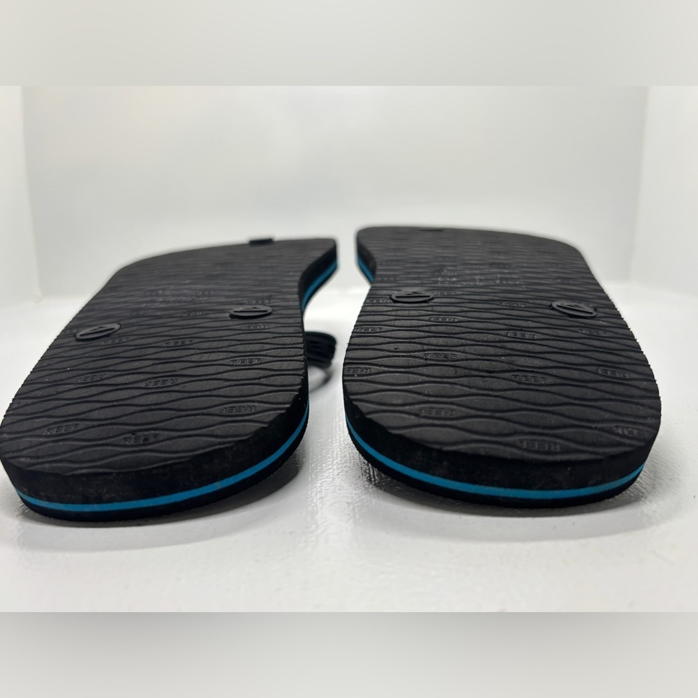 Reef Seaside Flip Flops Men’s Size 9 Black Blue Comfort Sandals - Picture 7 of 10